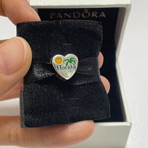 Pandora Florida Dolphin Destination State Travel Heart Charm Enamel